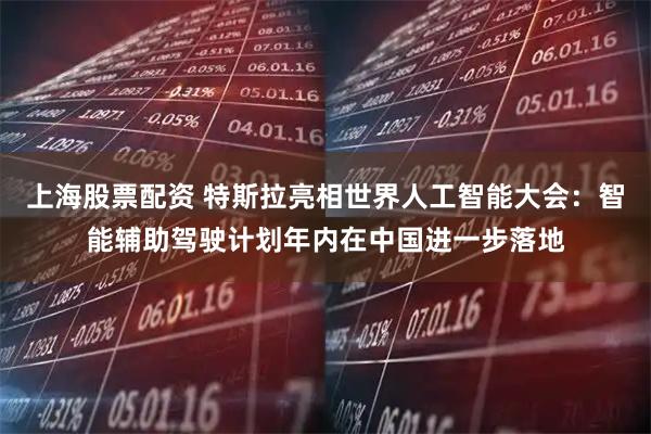 上海股票配资 特斯拉亮相世界人工智能大会：智能辅助驾驶计划年内在中国进一步落地